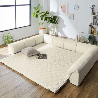 iellio（イエリオ）の「はっ水ゆったり・まったりクッション一体型ラグ＜布帛（フハク）タイプ・フロアソファ・ローソファー・ロングシーズン＞（ラグ）」