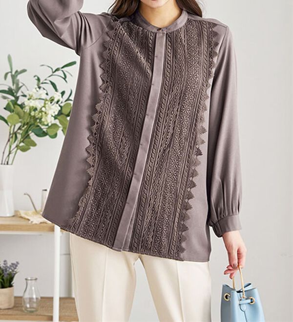 BELLUNA（ベルーナ）の「ケミカルレース上品シャツチュニック（チュニック）」｜詳細画像