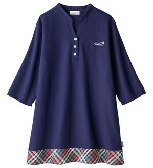 ルフラン（ルフラン）の「【Ａ．Ｐ】チェック決め手の鹿の子チュニック（チュニック）」｜ネイビー