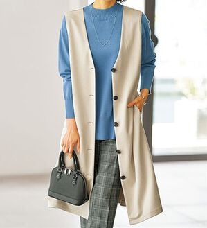 BELLUNA（ベルーナ）の「スエード調素材３ｗａｙジャンパードレス（ジャンパースカート）」｜アイボリー