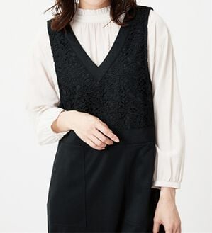 BELLUNA（ベルーナ）の「【Ｌａｇｒｉｌｕａ】レース使いジャンパースカート（ジャンパースカート）」｜黒系