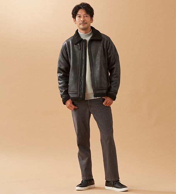 「裏ボアレザー調ジャケット（メンズジャケット）」｜詳細画像