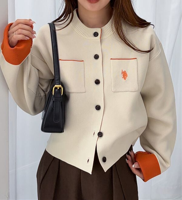 RANAN（ラナン）の「＜U.S.POLO ASSN.＞Ｗフェイスバイカラーカーディガン（ニットカーディガン）」｜詳細画像