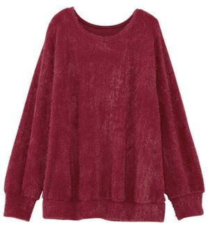 alotta（アロッタ）の「【見た目はニット、着心地はカットソー】フェザーカットソーゆるトップス（カットソー）」｜レッド