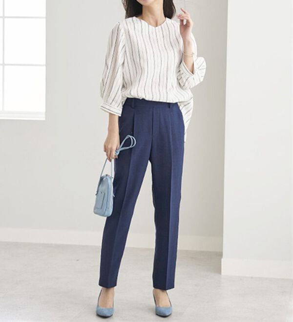 BELLUNA（ベルーナ）の「ヒンヤリ爽快！麻調ビンテージテーパードパンツ（テーパードパンツ）」｜詳細画像