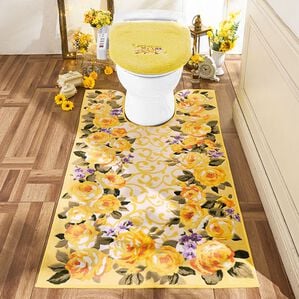 「ＮＥＷ幸せの風水フラワートイレタリー　フタカバー＜洗浄暖房用＞（トイレマット）」｜イエロー