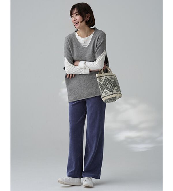 BELLUNA（ベルーナ）の「綺麗見えベロアワイドパンツ（フルレングスパンツ）」｜詳細画像