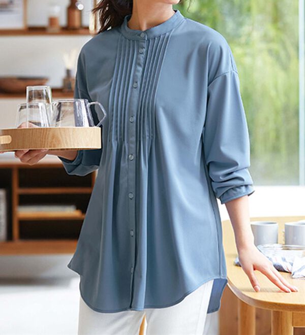 LAVIENNE（ラヴィエンヌ）の「家事にぴったりピンタックシャツ（シャツ）」｜ライラック