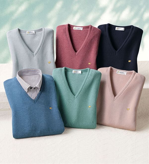 「＜ゴールデンベア＞国産上質カジュアルニットベスト（メンズベスト）」｜詳細画像