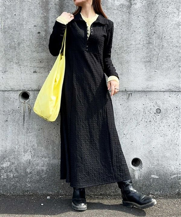 GeeRA（ジーラ）の「ポロ衿表面感素材マーメイドワンピース（カットソーワンピース）」｜詳細画像