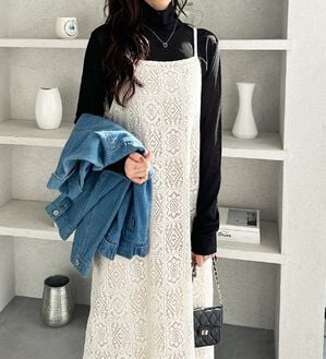 GeeRA（ジーラ）の「前後２ＷＡＹパネルレースキャミワンピース（その他ワンピース）」｜詳細画像