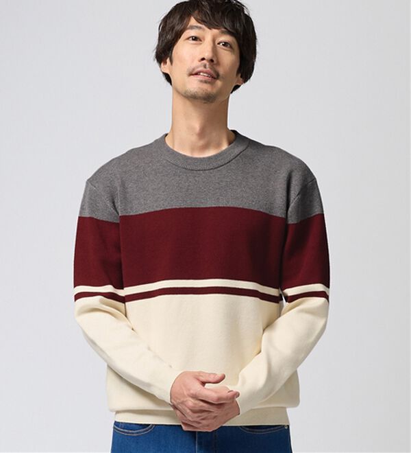 REMEN'S（リメンズ）の「【洗える】やわらかタッチボーダークルーネックセーター（メンズニット・セーター）」｜詳細画像