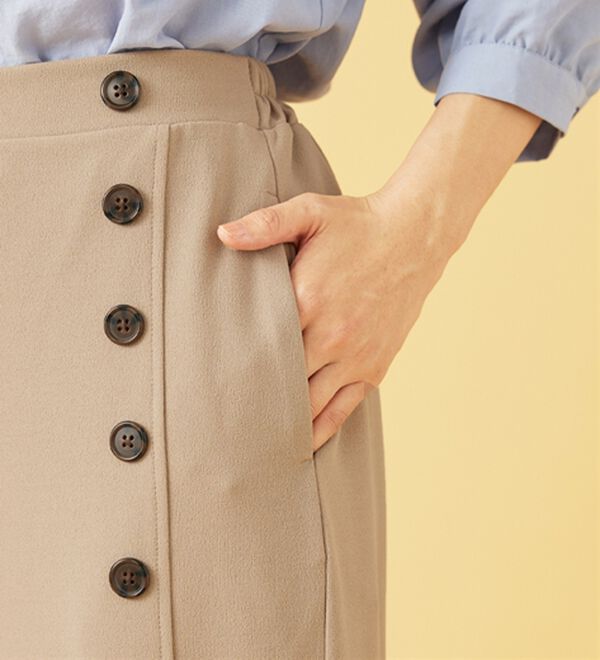 BELLUNA（ベルーナ）の「ジョーゼット素材サイドボタンワイドパンツ（ワイドパンツ・ガウチョ）」｜詳細画像