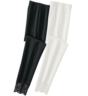 BELLUNA（ベルーナ）の「【２本組】裾ケミカルレース使いレギンス（スパッツ・レギンス）」｜2本組