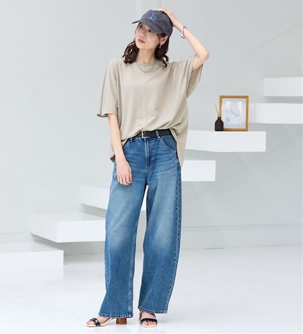 BELLUNA（ベルーナ）の「【接触冷感】Ｔシャツ感覚なのにきちんとブラウス見え！半袖プルオーバー（カットソー）」｜詳細画像