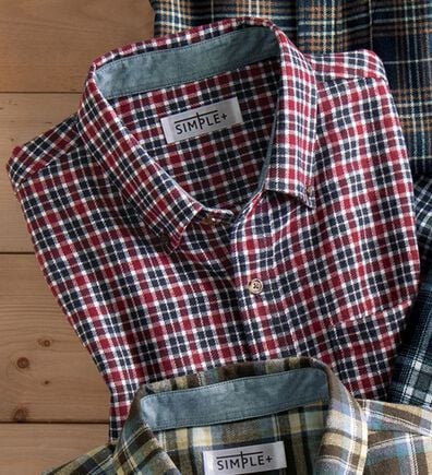 「シンプル＆プラス　フランネルチェックシャツ（メンズシャツ）」
