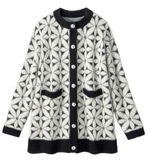 ルフラン（ルフラン）の「花柄フェザーのニットカーデ（その他ジャケット）」｜黒系