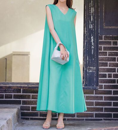 RANAN（ラナン）の「ひんやり！麻調合繊フレアーワンピース（その他ワンピース）」