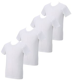 「【４枚組】氷撃冷感（Ｒ）ヒエサラインナー（メンズ肌着・インナーウェア）」｜ホワイト4枚組 半袖丸首