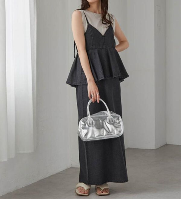 RANAN（ラナン）の「デニムペプラムキャミワンピース（ロングワンピース）」｜詳細画像