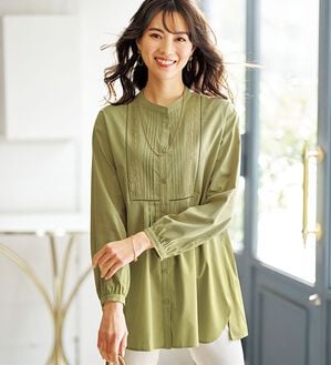 BELLUNA（ベルーナ）の「レース&times;ピンタック使いシャツチュニック（チュニック）」｜詳細画像