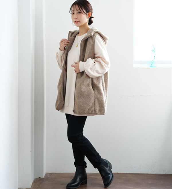 A HAPPY MARILYN（アハッピーマリリン）の「【Ｌ～８Ｌ】大きいサイズの企画者が作りました！ほんのりＡラインでお腹周りゆったりボアベスト（ベスト）」｜詳細画像