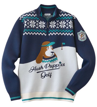 「＜ハッシュパピー・ゴルフ＞軽量ジャカードハーフジップセーター（メンズニット・セーター）」