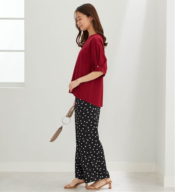 BELLUNA（ベルーナ）の「【接触冷感】涼感素材袖パールデザインプルオーバー（カットソー）」｜詳細画像