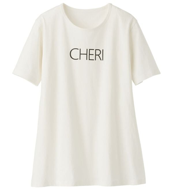 BELLUNA（ベルーナ）の「綿１００％プリントＴシャツ（Tシャツ）」｜オフ白(ロゴ)