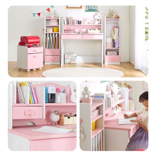 iellio（イエリオ）の「リボンキッズデスクシリーズ＜学習机・ランドセルラック・ハンガー＞（デスク・学習机）」｜詳細画像