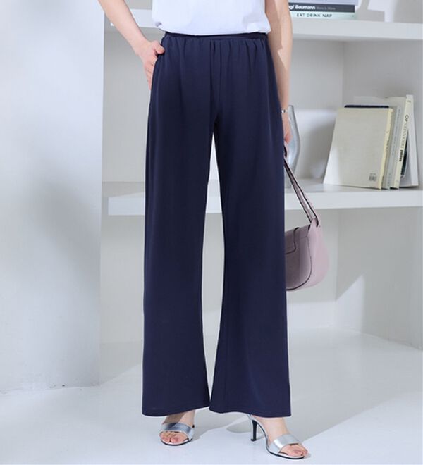 alotta（アロッタ）の「＜６つの機能付＞錯覚美脚！ストレッチワイドパンツ（ワイドパンツ・ガウチョ）」｜ネイビー