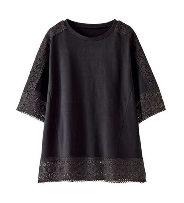 BELLUNA（ベルーナ）の「リーフ柄レース使いプルオーバー（カットソー）」｜詳細画像