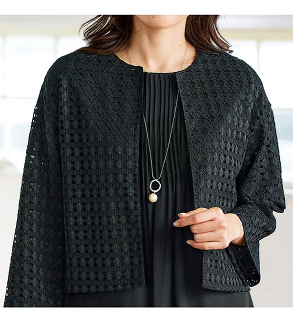 幾何柄レースボレロジャケットワンピースアンサンブル - ベルーナ【公式】