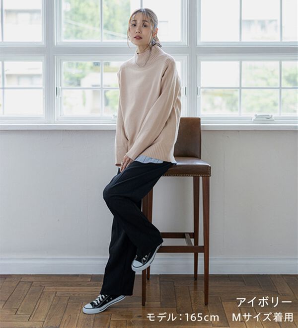 BELLUNA（ベルーナ）の「トレーナーがカジュアルすぎる方に！洗えるリブハイネックニット（ニット・セーター）」｜詳細画像