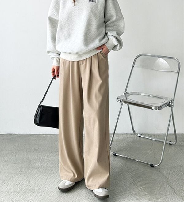 GeeRA（ジーラ）の「着心地抜群！ハイウエストダブルタックワイドパンツ（フルレングスパンツ）」｜詳細画像