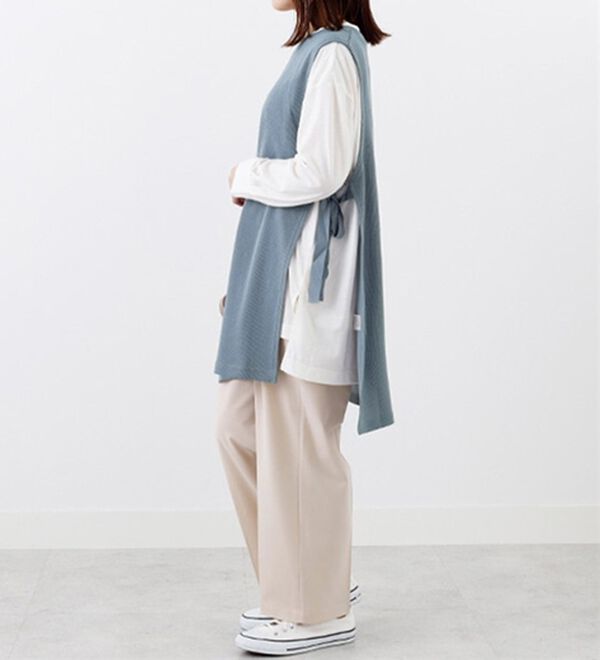 BELLUNA（ベルーナ）の「あぜ素材サイドリボンベストアンサンブル（アンサンブル）」｜詳細画像