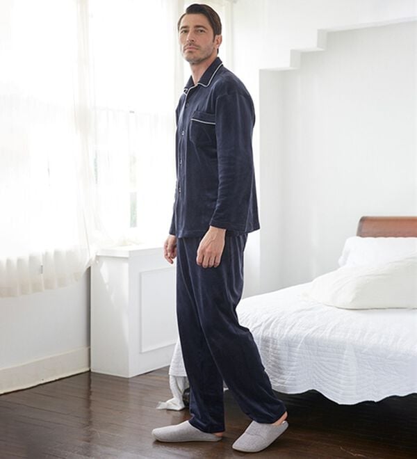 「しっとりストレッチベロアパジャマ（メンズルームウェア）」｜詳細画像