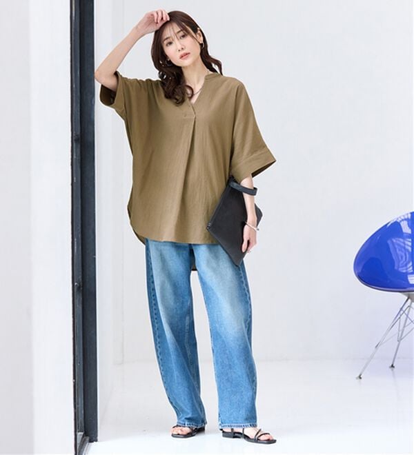 BELLUNA（ベルーナ）の「綿１００％楊柳素材ドルマンチュニック（チュニック）」｜詳細画像
