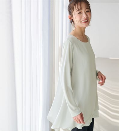 RANAN（ラナン）の「【裏微起毛】異素材切替チュニック（カットソー）」