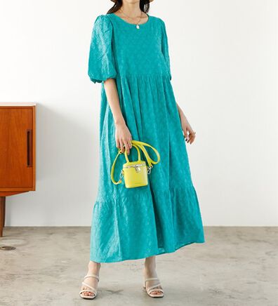 GeeRA（ジーラ）の「ジャカードパフスリーブワンピース（その他ワンピース）」