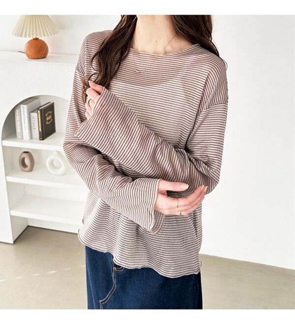 GeeRA（ジーラ）の「シアーボーダーカットソートップス（カットソー）」｜詳細画像