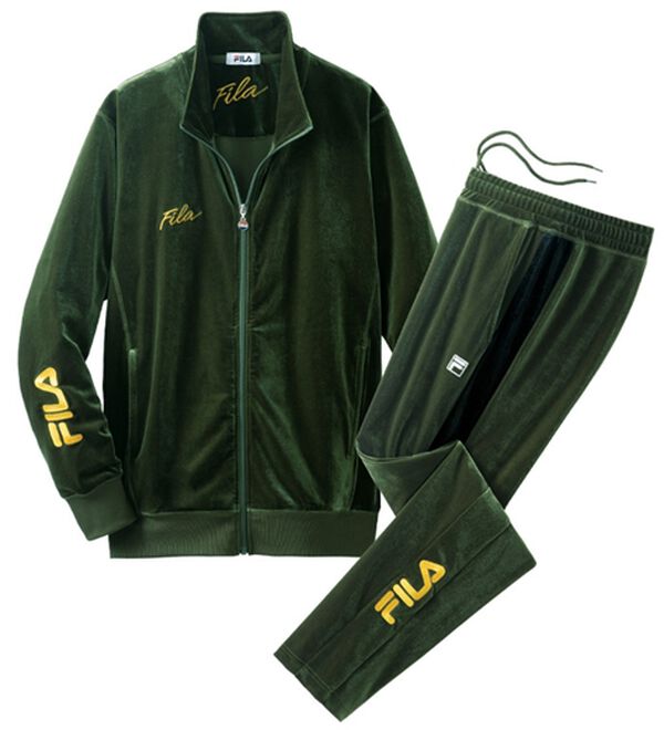「＜フィラ＞大人の艶！ベロアトラックスーツ（ビジネススーツ）」｜カーキ