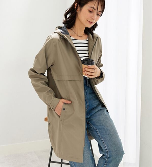 BELLUNA（ベルーナ）の「はっ水加工ボンディング素材ロング丈パーカー（ハーフコート）」｜詳細画像