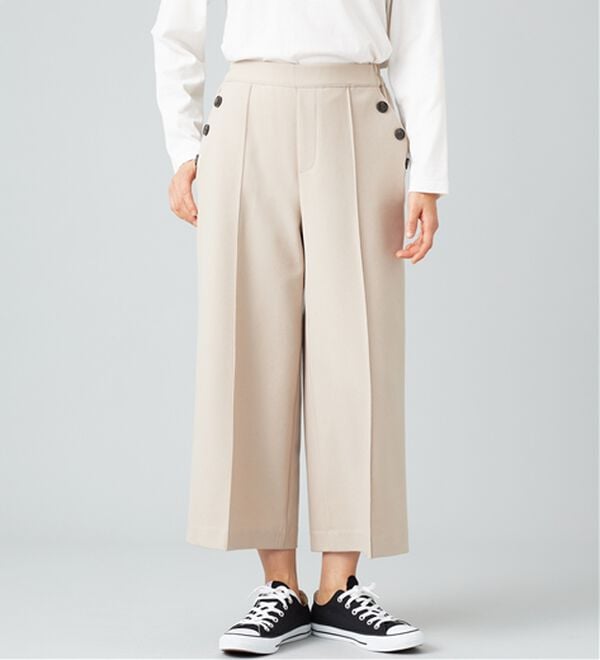 BELLUNA（ベルーナ）の「ウーリッシュ素材釦使いワイドパンツ（ワイドパンツ・ガウチョ）」｜詳細画像
