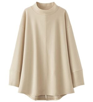 BELLUNA（ベルーナ）の「吸湿発熱ポンチ素材袖デザインプルオーバー（カットソー）」｜トープ