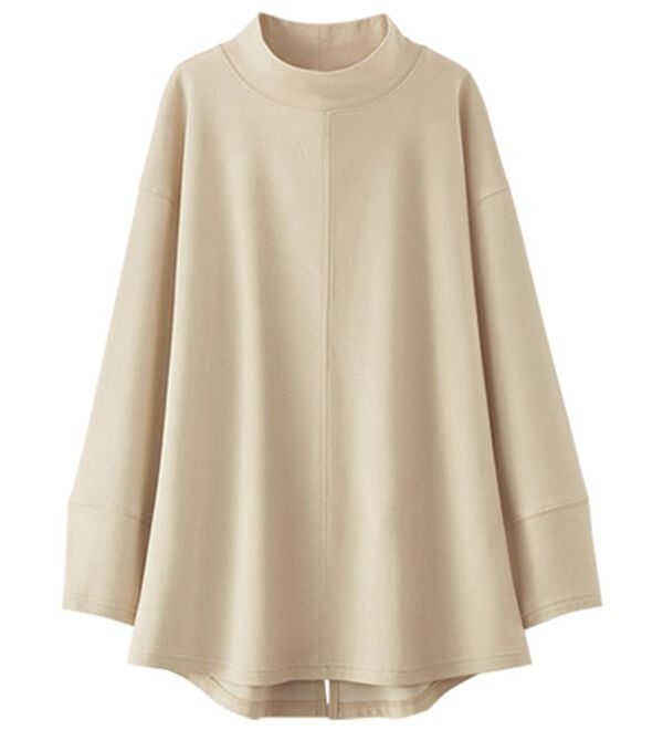 BELLUNA（ベルーナ）の「吸湿発熱ポンチ素材袖デザインプルオーバー（カットソー）」｜トープ