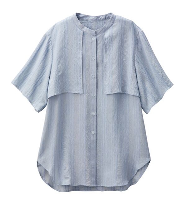 GeeRA（ジーラ）の「バンドカラーシアーストライプシャツ（シャツ）」｜詳細画像