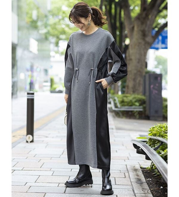 BELLUNA（ベルーナ）の「異素材切替ドロストワンピース（その他ワンピース）」｜詳細画像