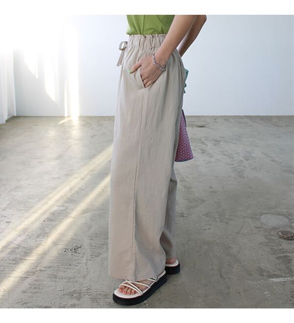 GeeRA（ジーラ）の「冷感リネン風イージーワイドパンツ（ワイドパンツ・ガウチョ）」｜詳細画像