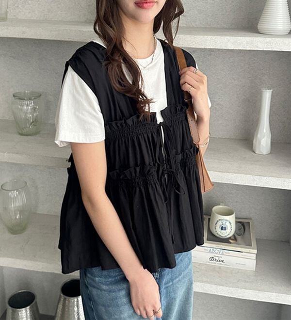 GeeRA（ジーラ）の「ギャザーリボンノースリブラウス（ブラウス）」｜詳細画像